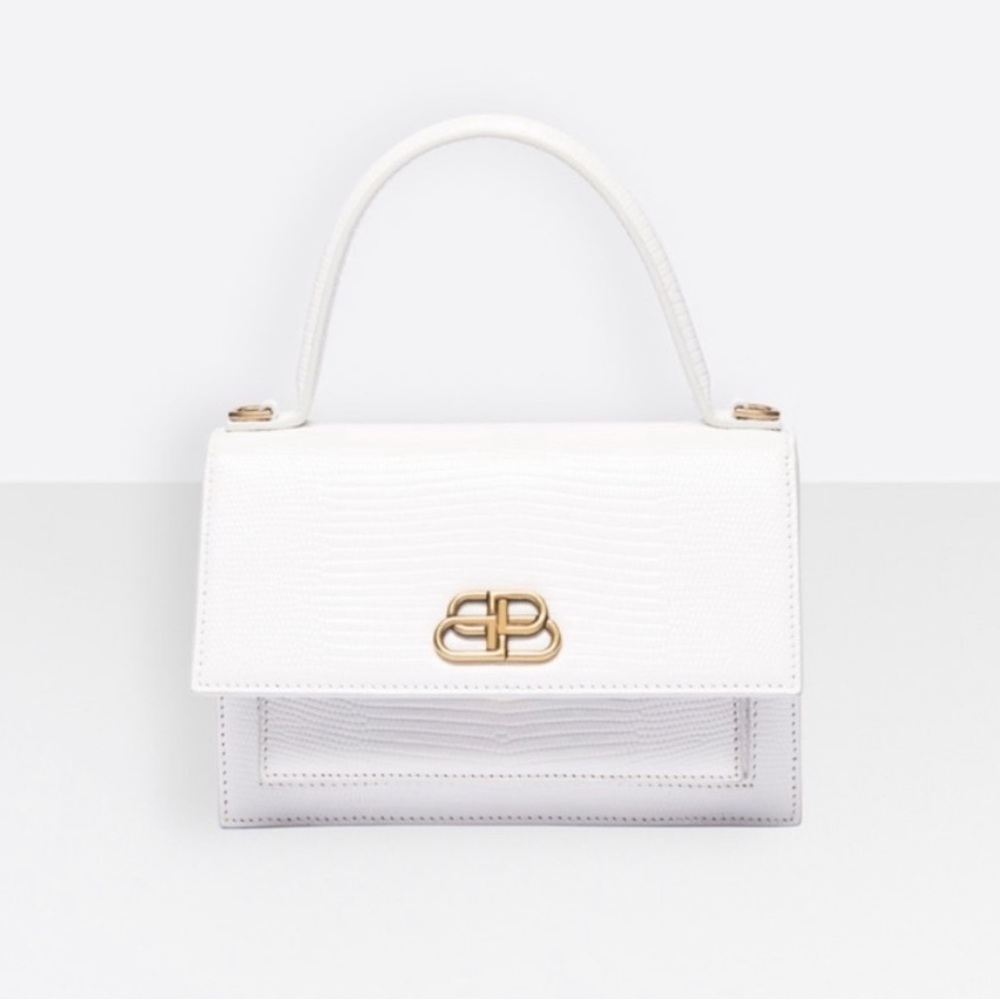 SOLD ✨💖Balenciaga white Sharp lizard skin crossbody top handle bag